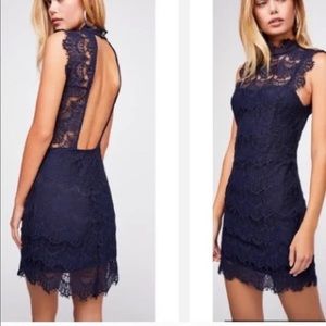 Navy lace free people dress